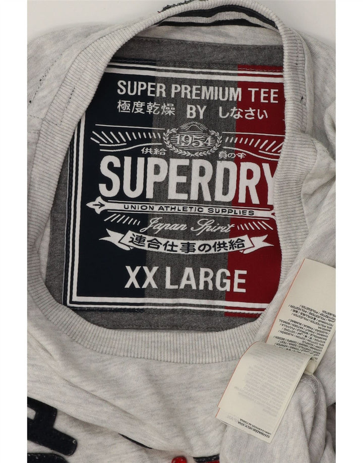 SUPERDRY Camiseta gráfica para hombre Top 2XL Algodón moteado gris