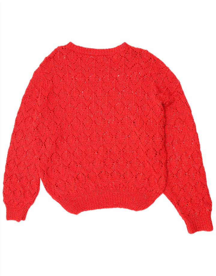 Vintage mujer barco cuello jumper suéter Reino Unido 16 rojo grande
