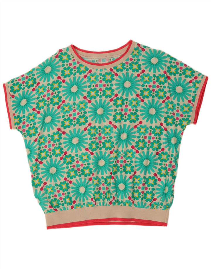 Blusa vintage para mujer Top UK 18 XL Verde Floral
