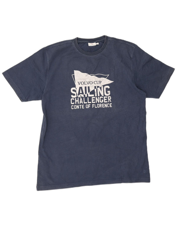 Conte of Florence Camiseta gráfica para hombre Top XL Algodón azul marino