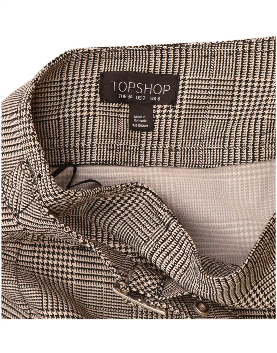 Topshop Minifalda para mujer UK 6 XS W24 Poliéster a cuadros gris