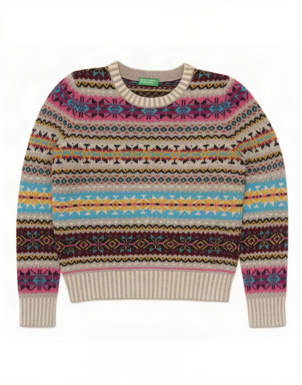 Benetton Jersey De Cuello Redondo Para Mujer UK 40 Small Multicolor