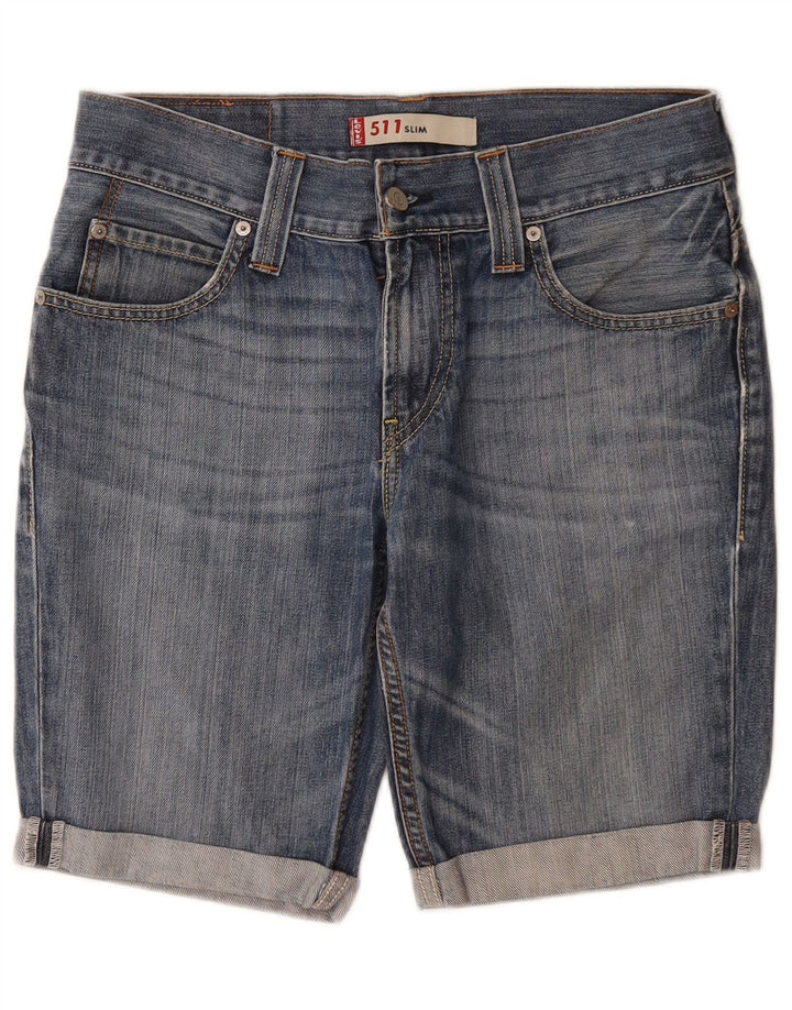 LEVI'S Mens 511 Slim Denim Shorts W32 Algodón Azul Medio