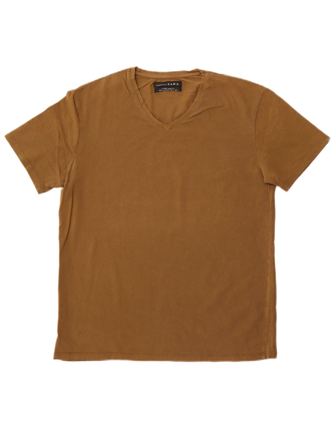 Zara Hombre Camiseta Super Slim Fit Top 2XL Caqui