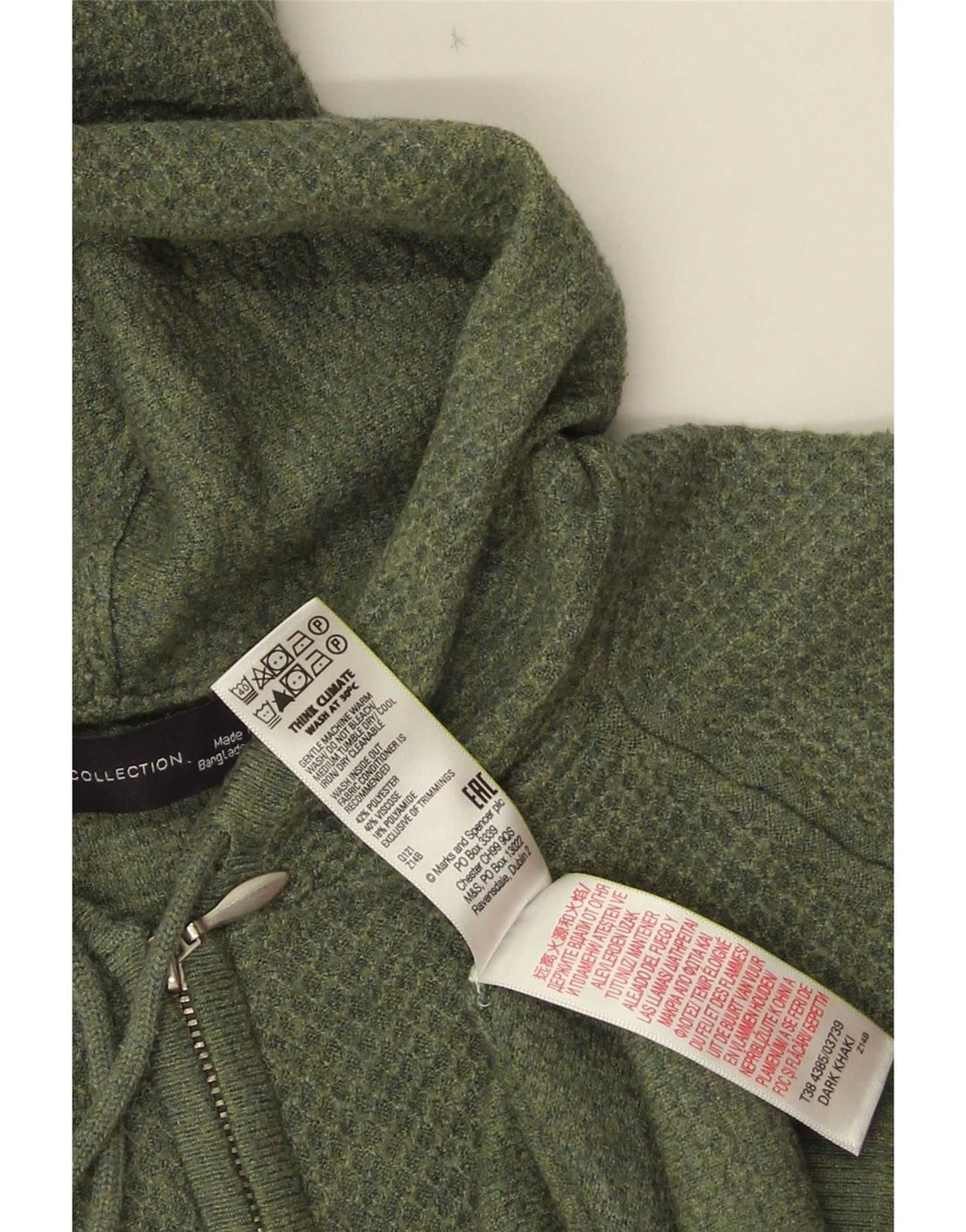 Marks & Spencer Suéter tipo cárdigan con capucha para mujer UK 40 Poliéster verde medio