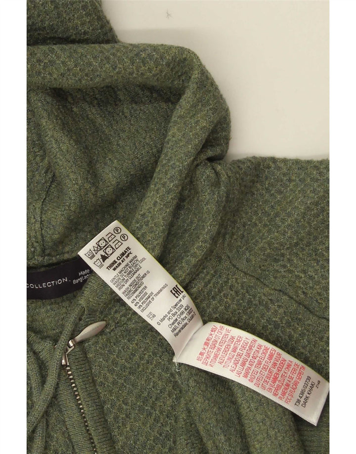 Marks & Spencer Suéter tipo cárdigan con capucha para mujer UK 40 Poliéster verde medio