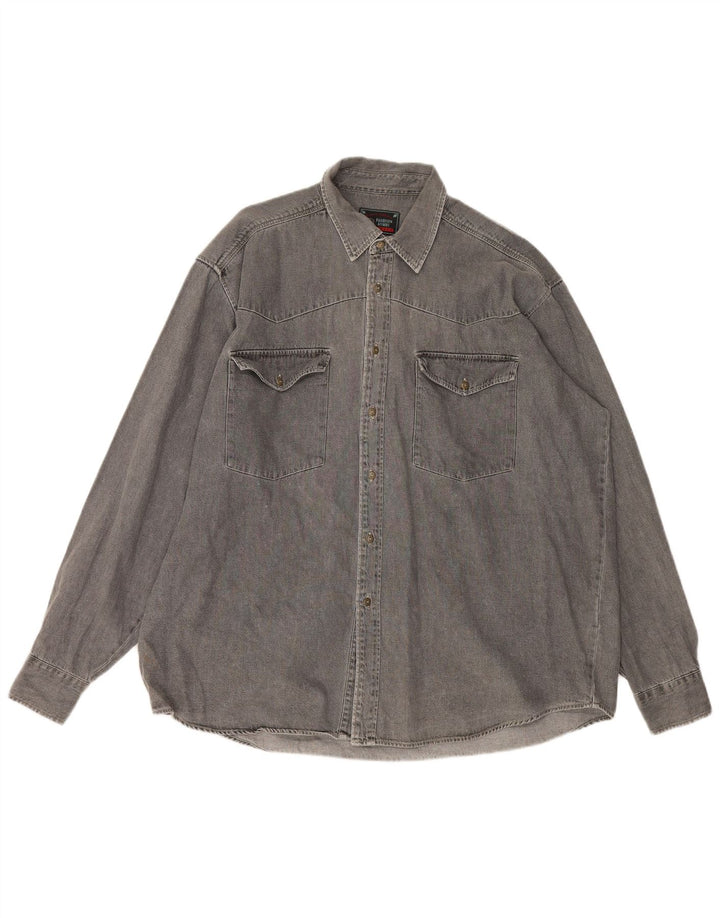 Camisa Vintage Hombre XL Algodón Gris