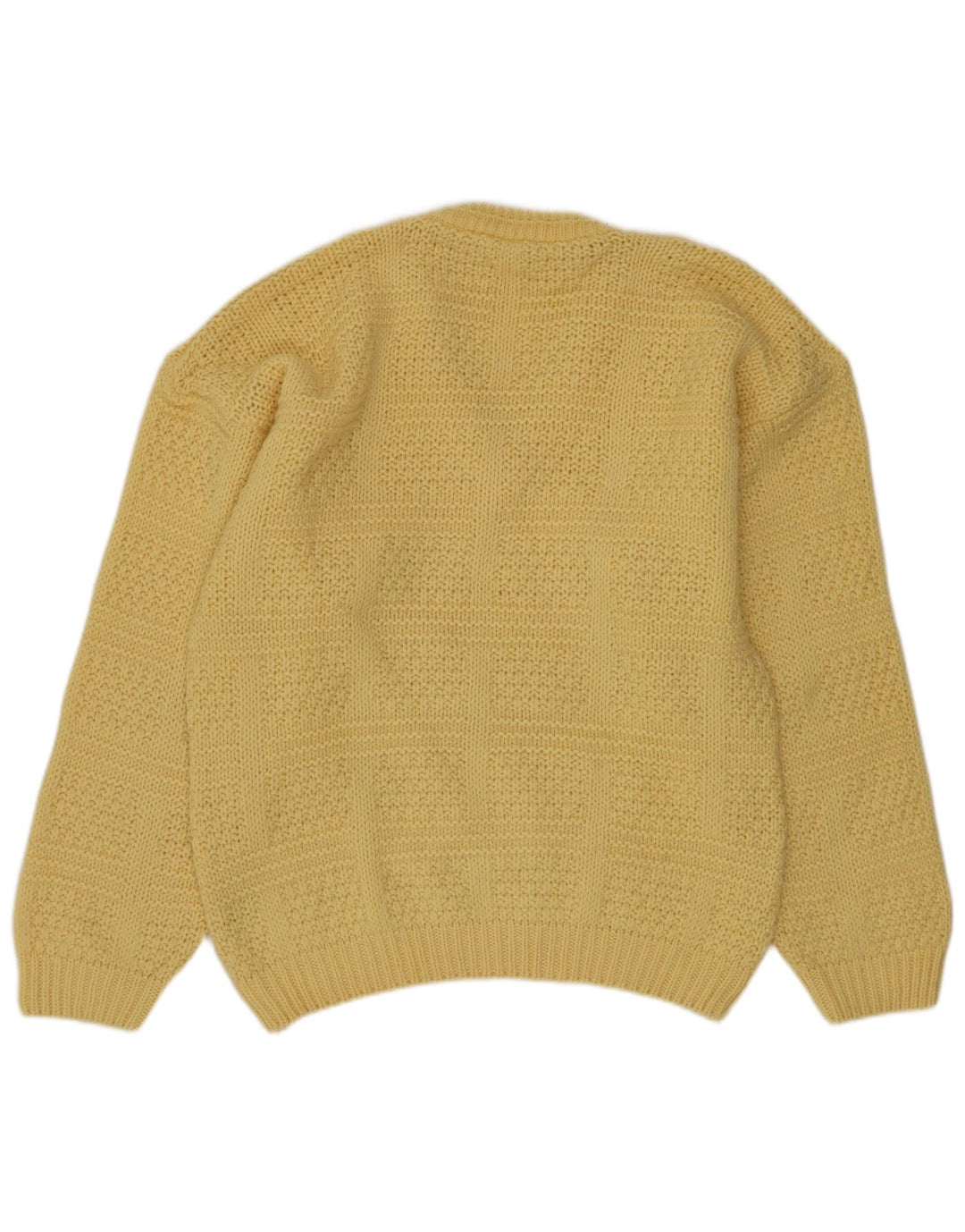 Vintage hombres V-cuello jumper suéter medio amarillo lana