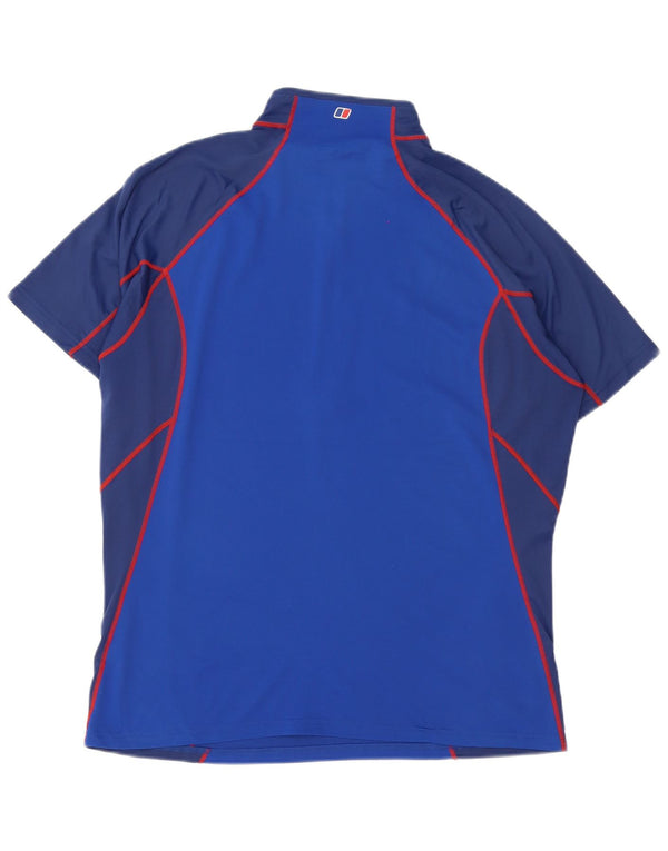 Berghaus Camiseta con cuello y cremallera para hombre XL Azul Colorblock