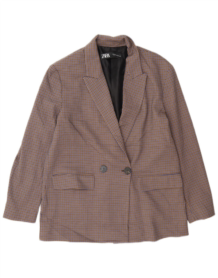 Zara Chaqueta Blazer Extragrande para Mujer UK 10 Small Multicolor Houndstooth