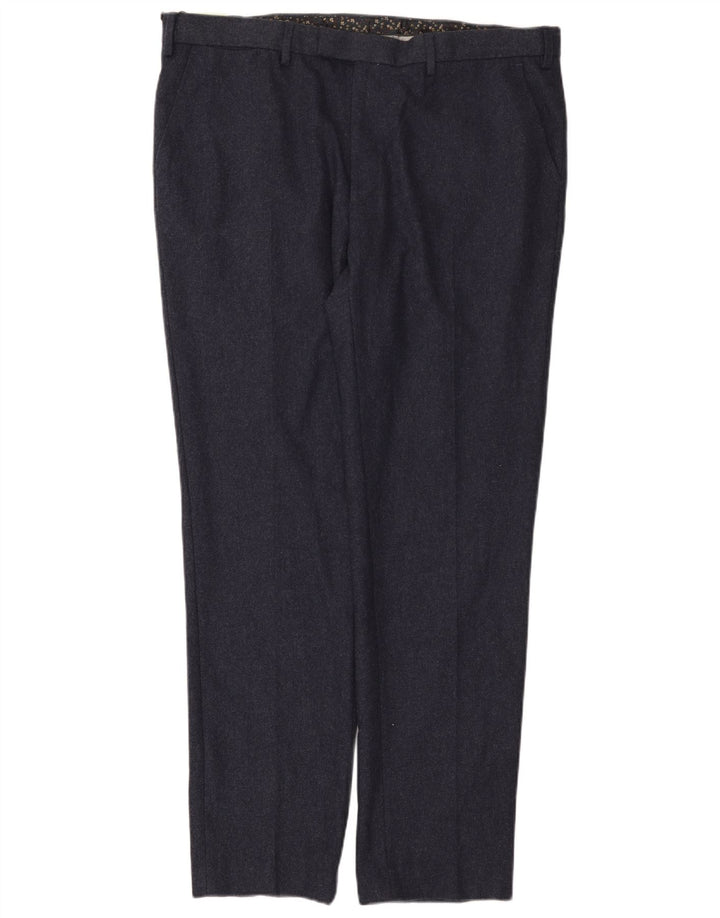 Marks & Spencer Pantalones chinos ajustados para hombre W40 L33 Lana azul marino