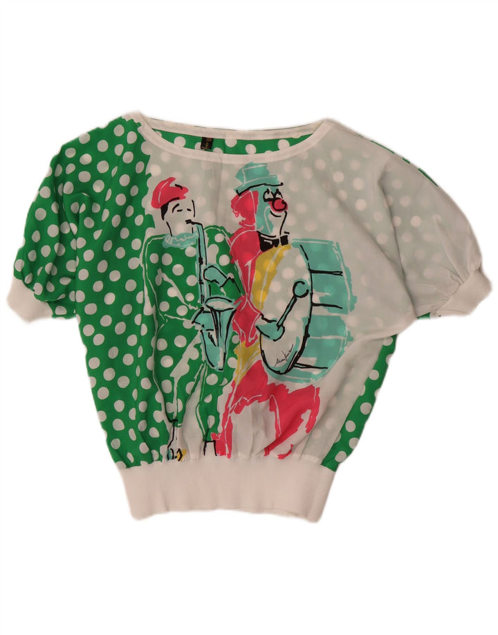 Mario Pucci Cecconi Blusa gráfica para mujer Top IT 44 Lunares blancos medianos