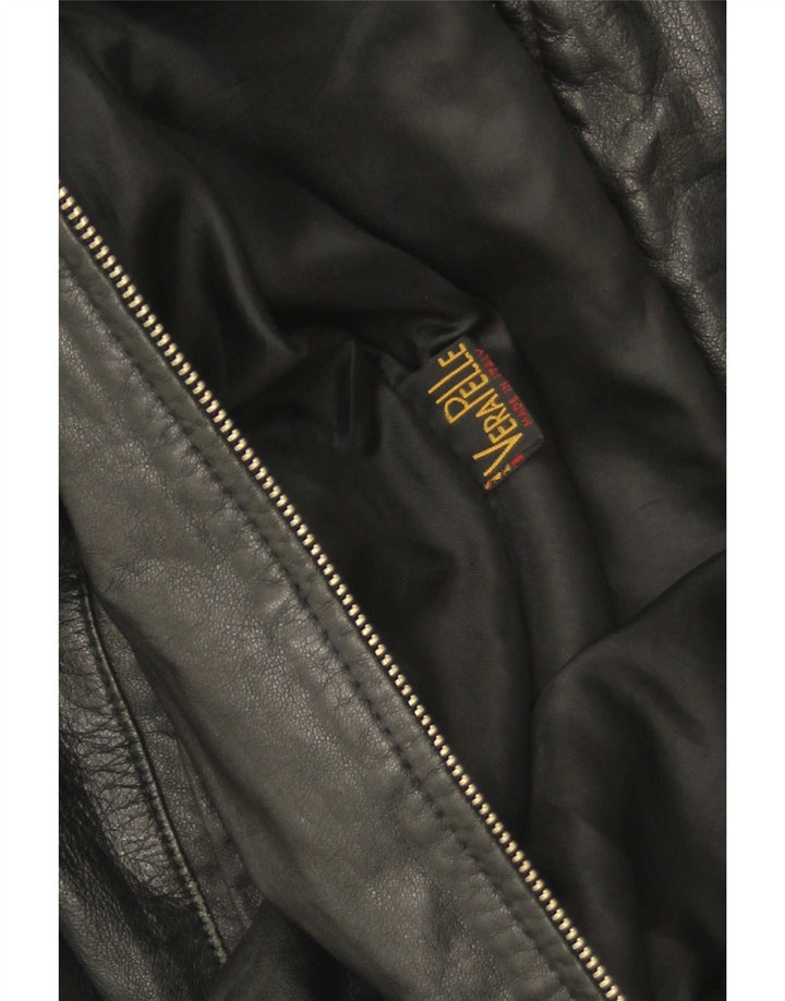 Vintage hombres chaqueta de cuero Reino Unido 38 medio negro
