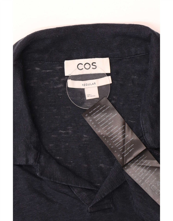 Cos Polo Regular para Hombre Pequeño Lino Azul Marino