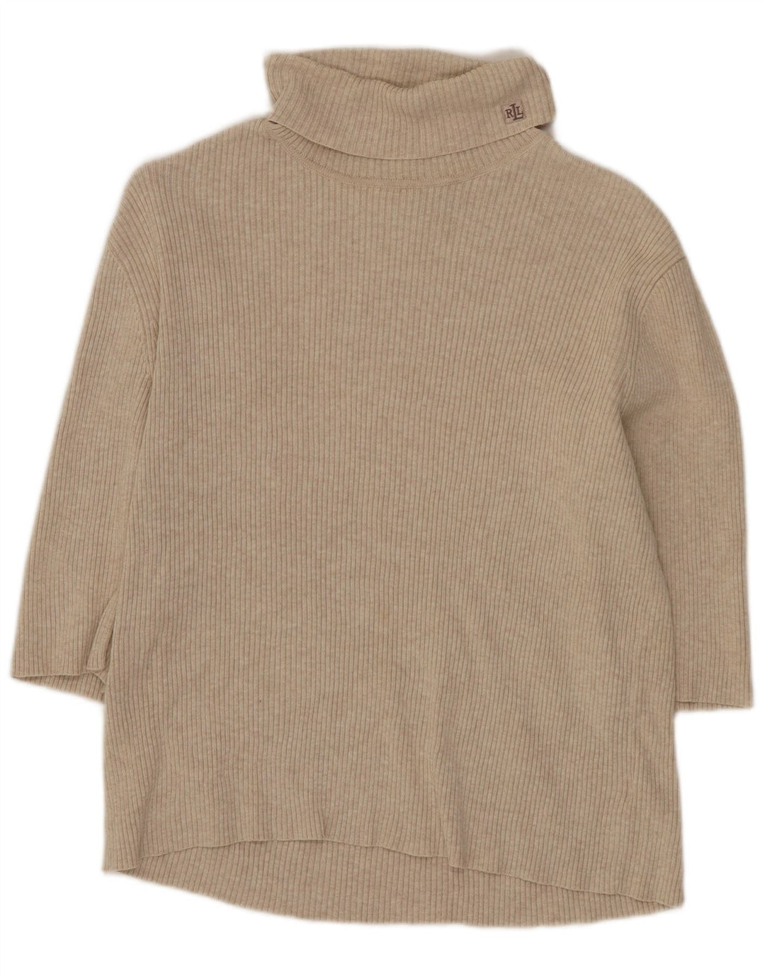 Ralph Lauren - Jersey corto con cuello vuelto para mujer, talla 40, color beige