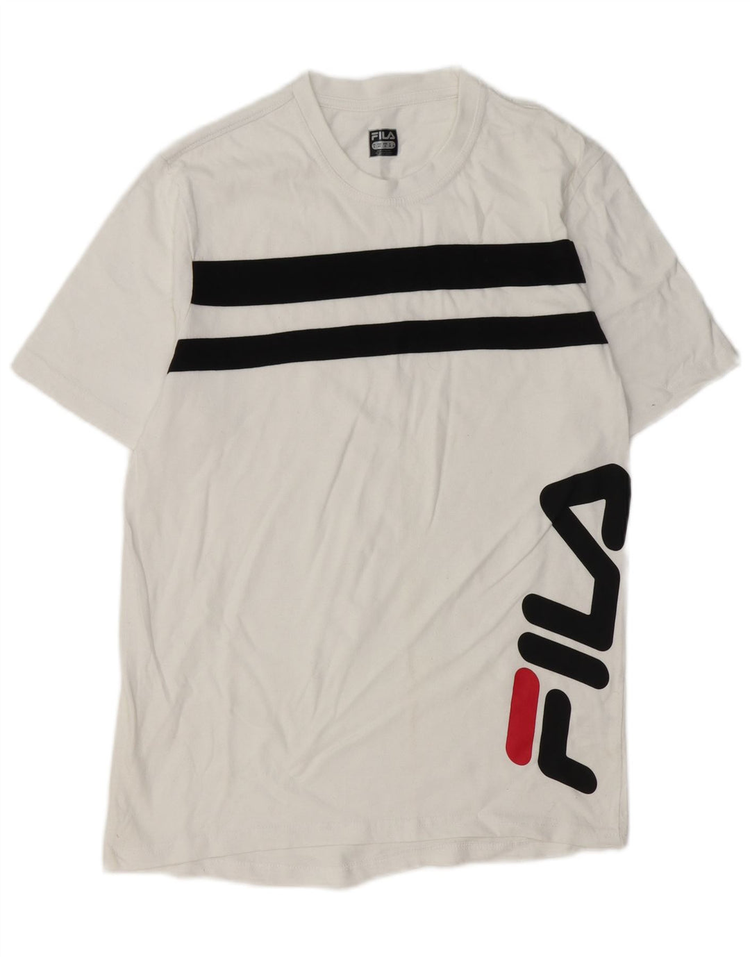 FILA Camiseta gráfica para hombre Top mediano de algodón a rayas blancas