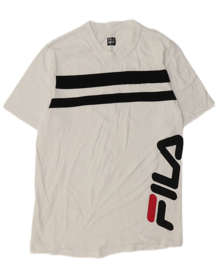 FILA Camiseta gráfica para hombre Top mediano de algodón a rayas blancas