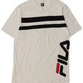 FILA Camiseta gráfica para hombre Top mediano de algodón a rayas blancas