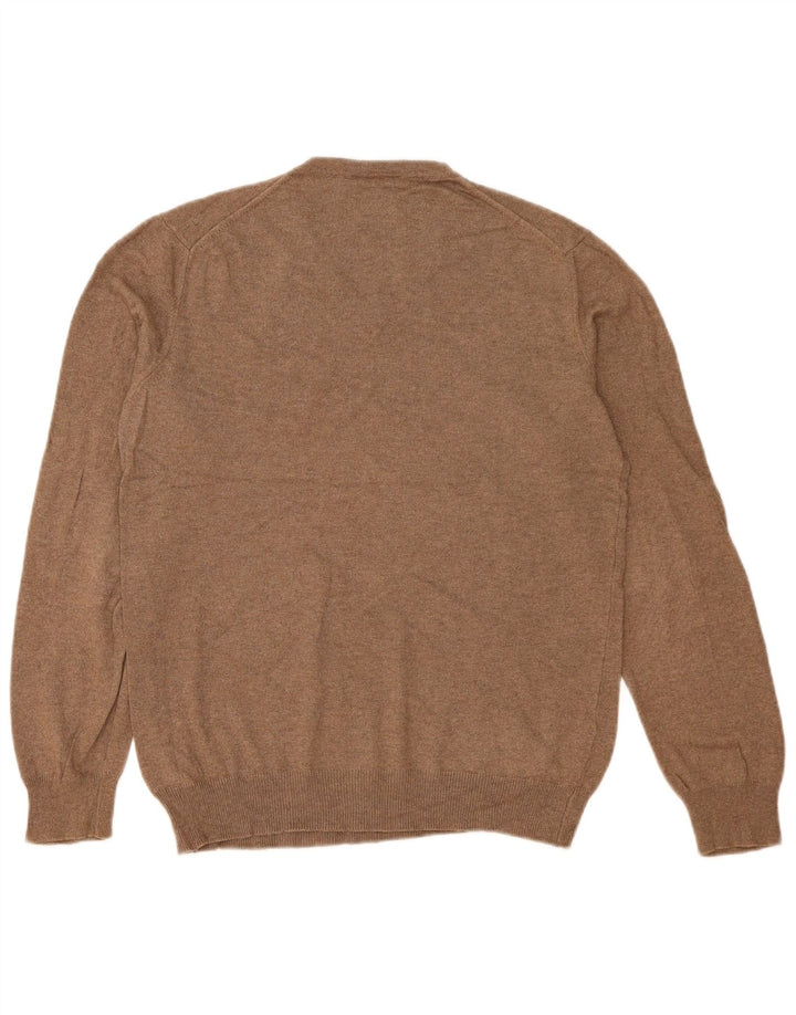 John Lewis - Jersey con cuello en V para hombre, talla pequeña, algodón beige