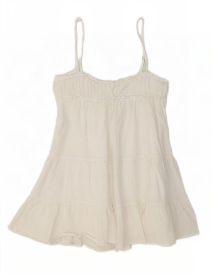 Zara Mujer Vestido De Verano Reino Unido 42 Medio Algodón Blanco