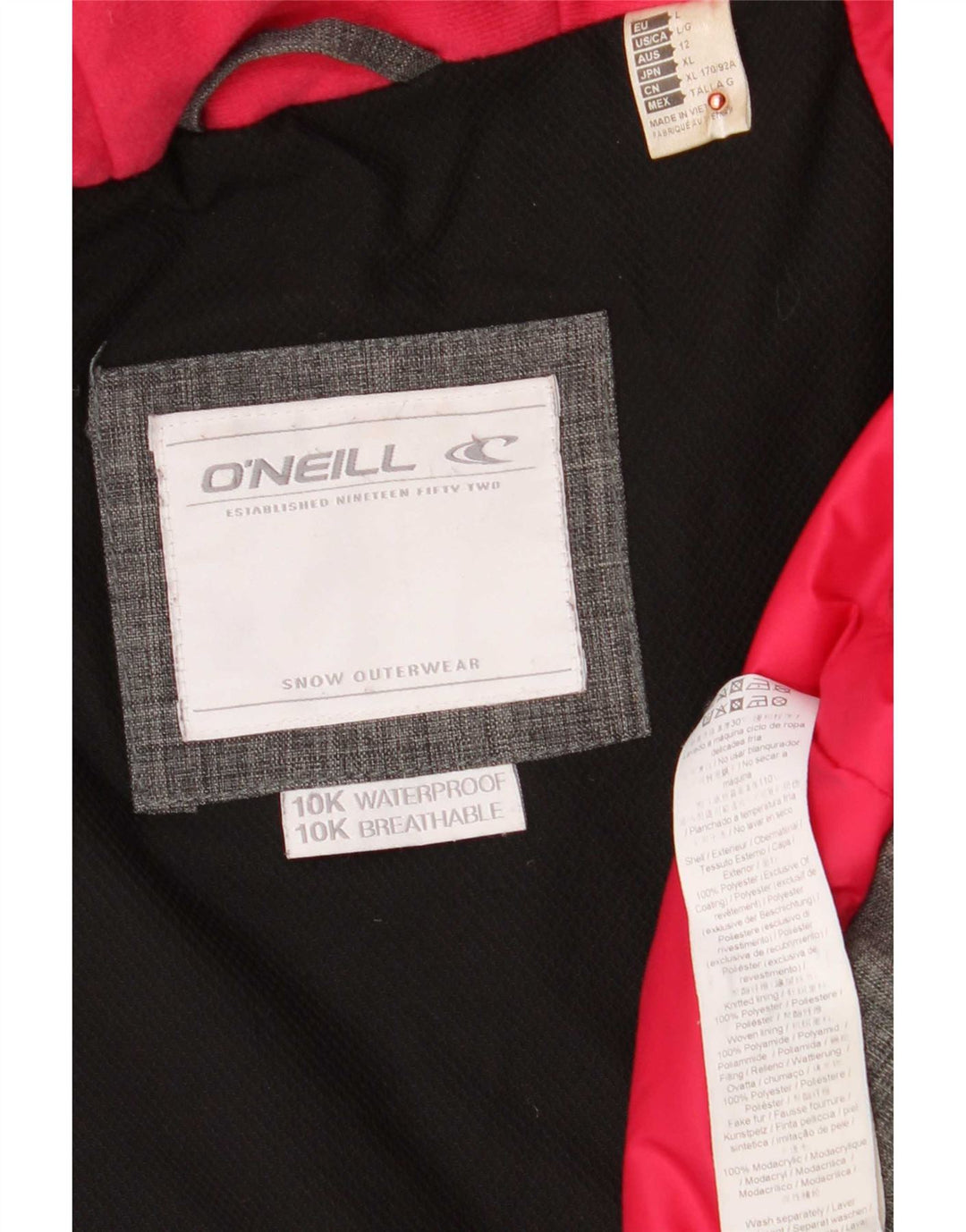 O'Neill - Parka con capucha para hombre, talla 40, poliéster gris grande