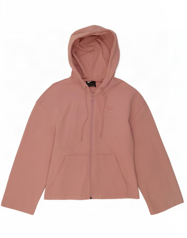 Nike - Sudadera con capucha para mujer, extragrande, con cremallera, talla pequeña, algodón rosa