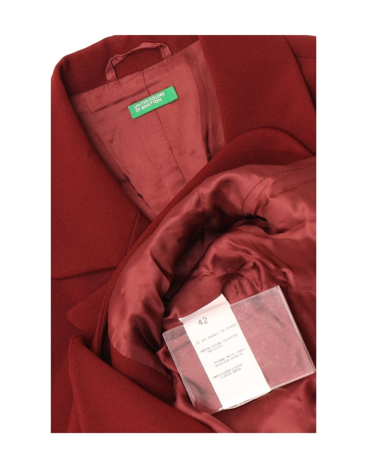 Benetton Blazer De 3 Botones Mujer IT 42 Poliéster Burdeos Medio