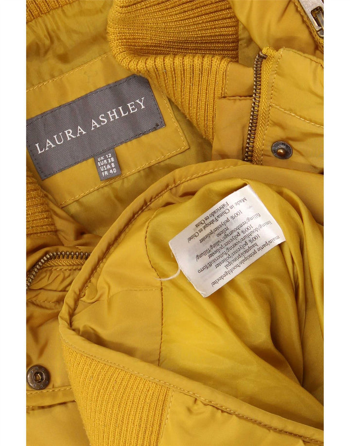 Laura Ashley Chaqueta acolchada con capucha para mujer UK 12 Poliéster amarillo medio