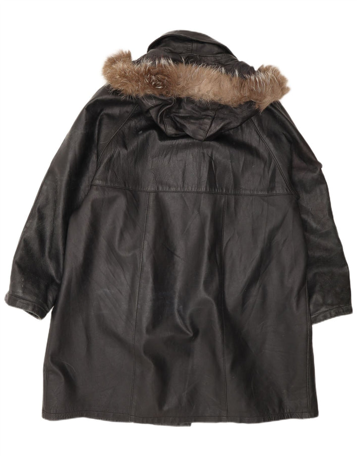 Kiros Abrigo de piel extragrande con capucha para mujer IT 48 XL Negro