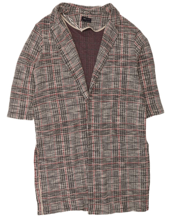 Marks & Spencer Suéter tipo cárdigan largo para mujer UK 22 3XL Gris a cuadros