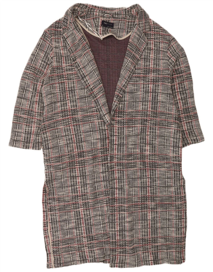 Marks & Spencer Suéter tipo cárdigan largo para mujer UK 22 3XL Gris a cuadros