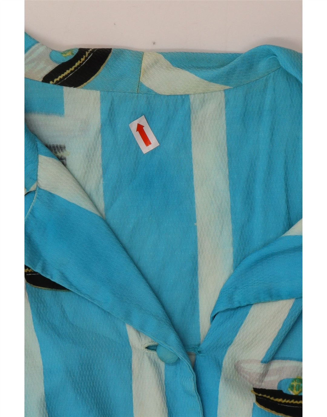 VINTAGE Blusa camisa sin mangas para mujer Reino Unido 16 Rayas azules grandes