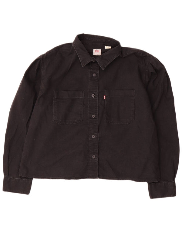 LEVI'S Camisa vaquera extragrande para mujer UK 44 Algodón negro mediano