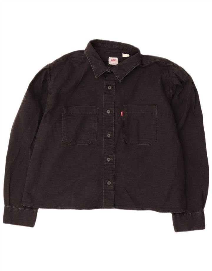 LEVI'S Camisa vaquera extragrande para mujer UK 44 Algodón negro mediano