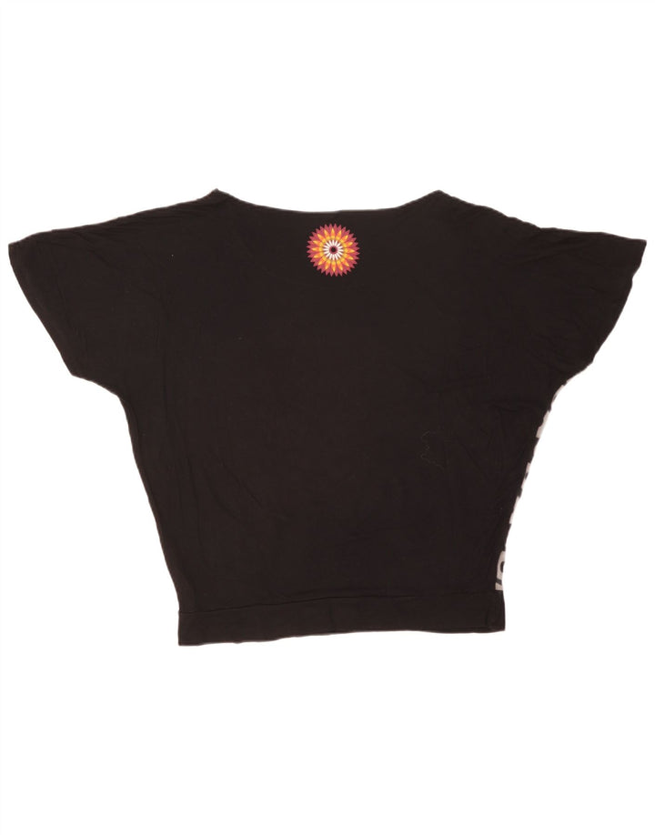Desigual Blusa gráfica para mujer Top UK 44 Viscosa geométrica negra mediana