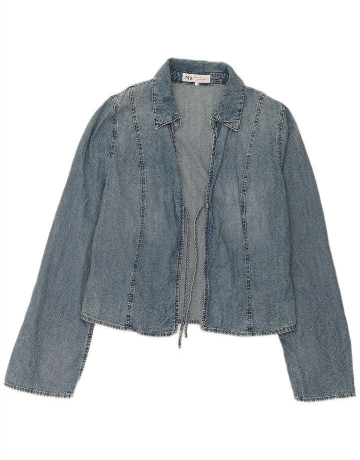 Zara Mujer Chaqueta Vaquera Cruzada ES 40 XL Algodón Azul