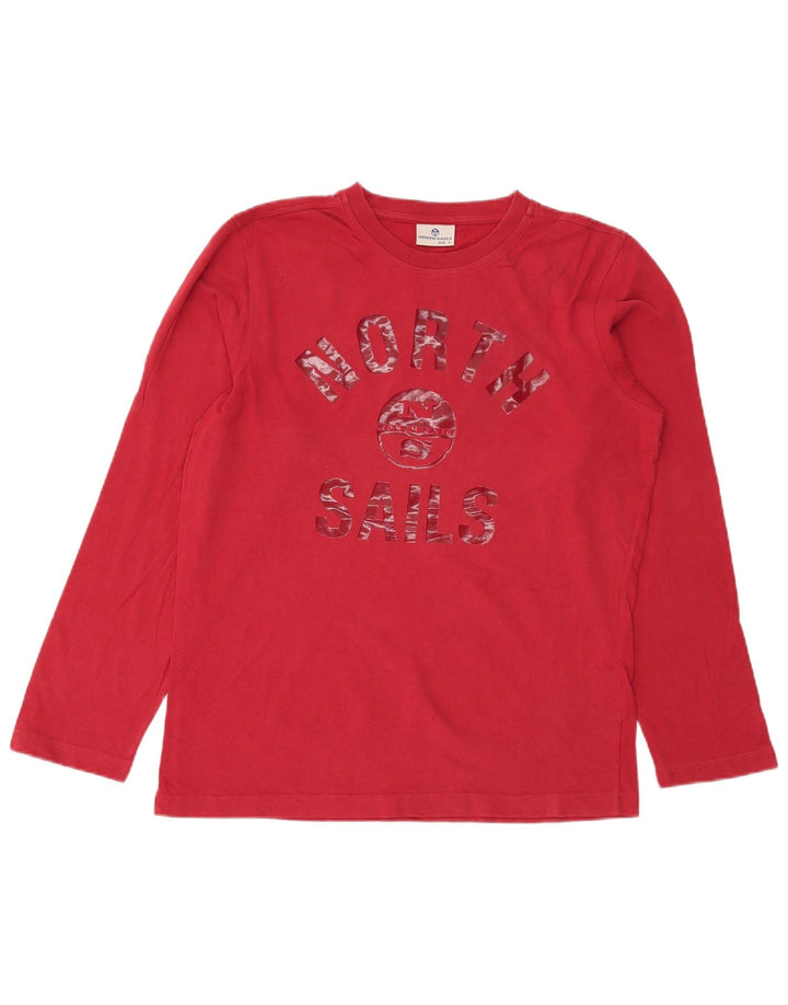 North Sails Top gráfico para hombre de manga larga de algodón rojo grande