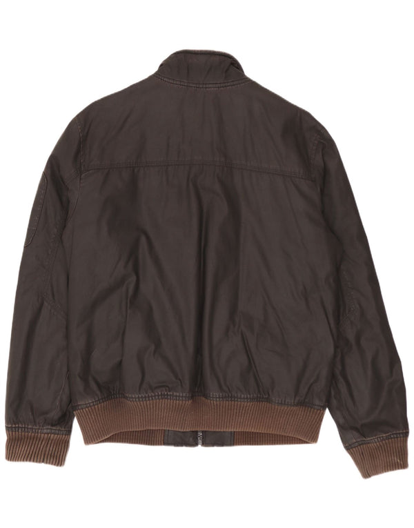 Zara Mens Bomber Jacket UK 40 Large Brown Cotton