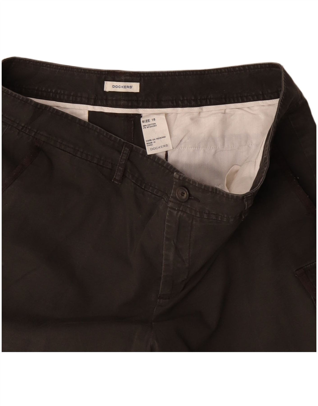 DOCKERS Pantalones cortos cargo para mujer US 16 2XL W38 Gris Algodón