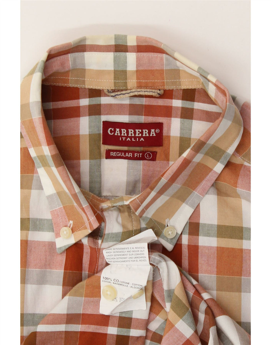 CARRERA Mens Regular Fit Short Sleeve Shirt Large Multicoloured Check Vintage Carrera and Second-Hand Carrera from Messina Hembry 