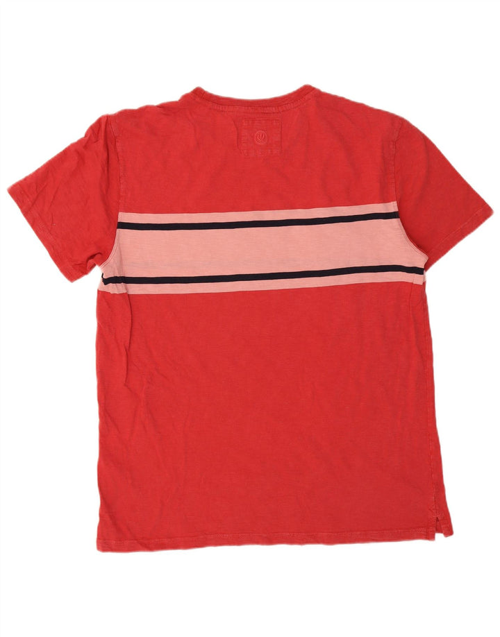 Camiseta de hombre Fat Face Top grande rojo color block de algodón