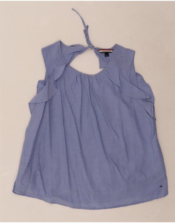 Tommy Hilfiger Blusa sin mangas para mujer UK 46 Algodón azul grande