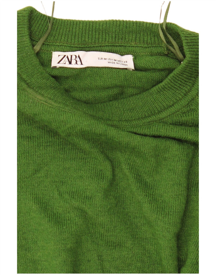 Zara Mujer Crop Oversize Top Manga Larga UK 44 Verde Medio