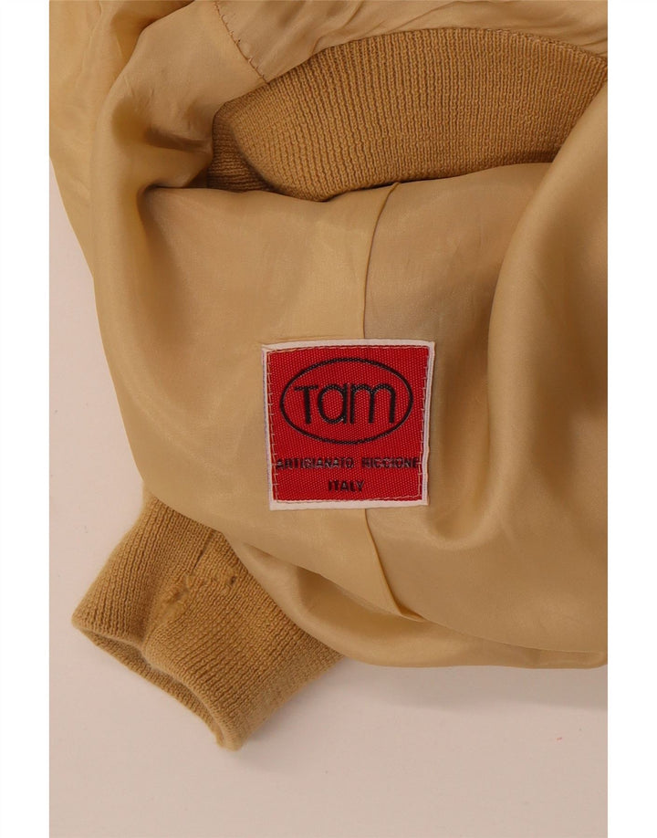 Vintage hombres ante bomber chaqueta Reino Unido 38 medio beige