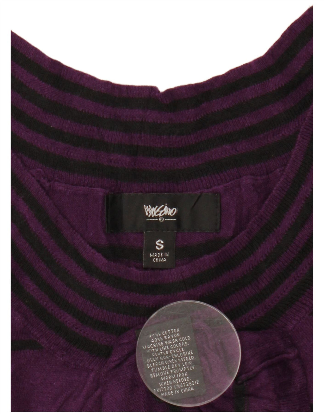 MOSSIMO Blusa para Mujer Top UK 8 Pequeño Algodón a Rayas Morado