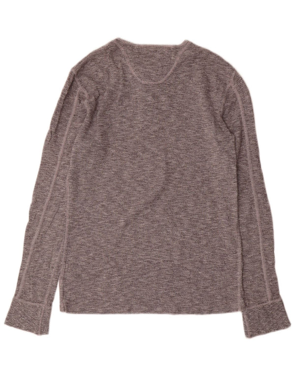 SUPERDRY Hombre Top de manga larga de algodón moteado gris medio