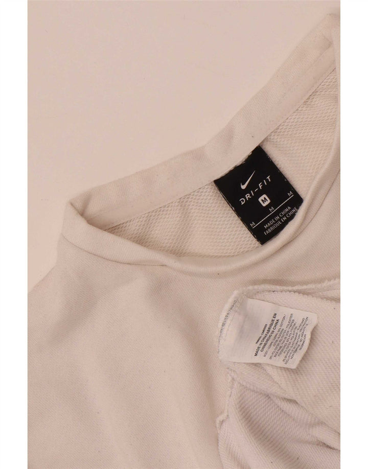 Nike Camiseta Dri Fit de gran tamaño para mujer UK 14 Medium White Cotton
