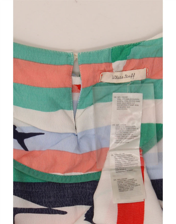 WHITE STUFF Blusa gráfica para mujer Top UK 40 Mediano Rayas multicolores