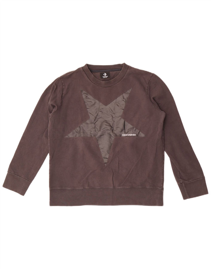 Converse Mujer Graphic Sudadera Jumper UK 16 Grande Gris Algodón