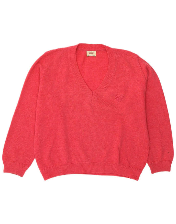 Sisley Suéter tipo jersey extragrande con cuello en V para mujer UK 44 Medium Pink